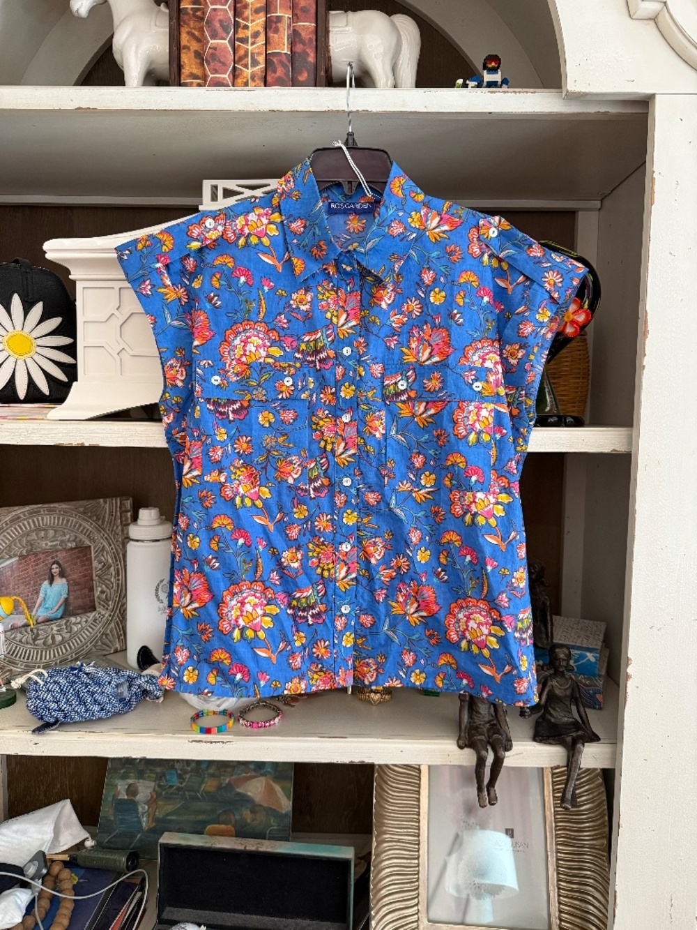 Ro's garden XS cotton floral button down shirt blouse nwt - Picture 2 of 5